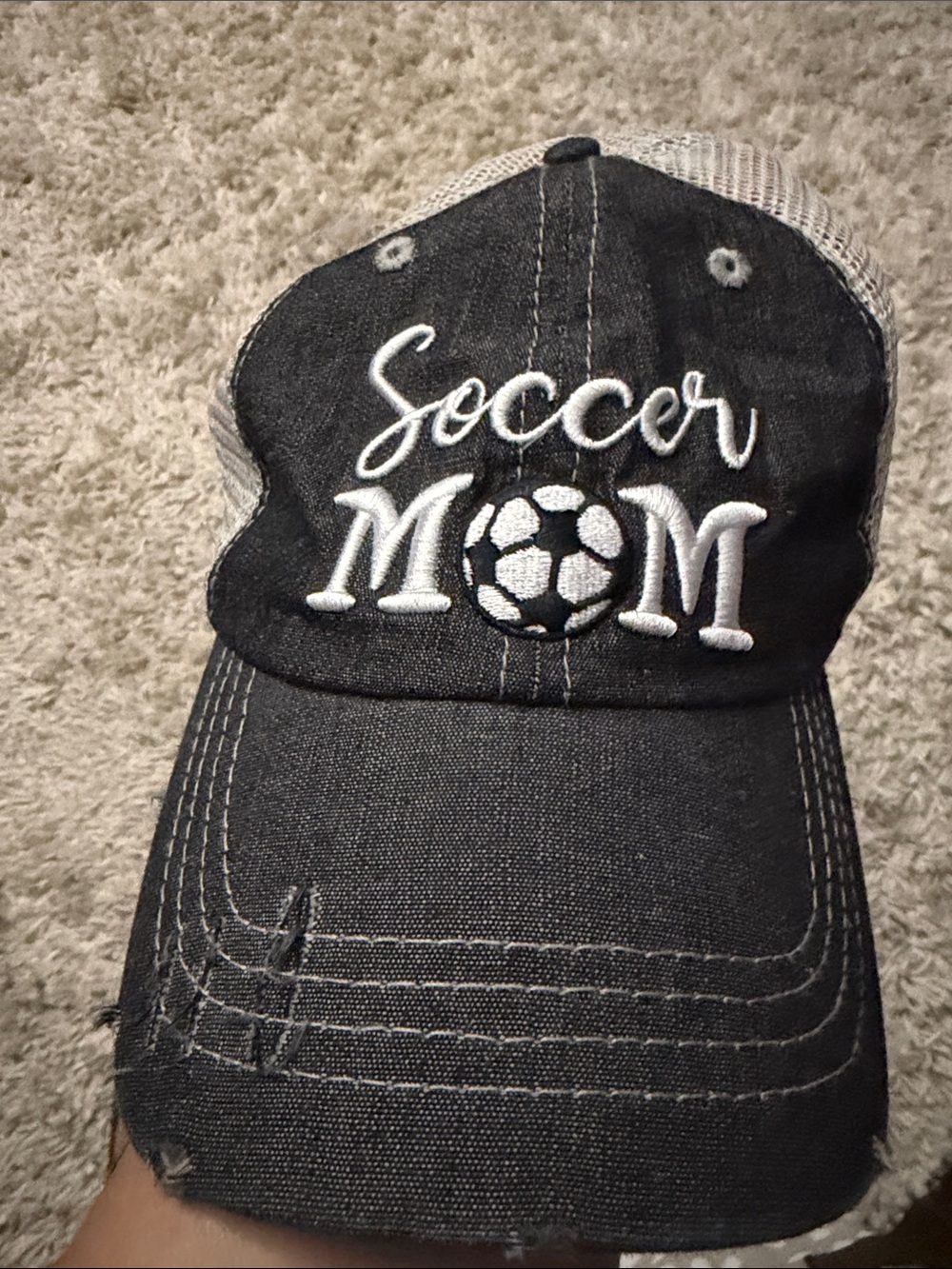 Soccer Mom Embroidered Trucker Hat - Black and White